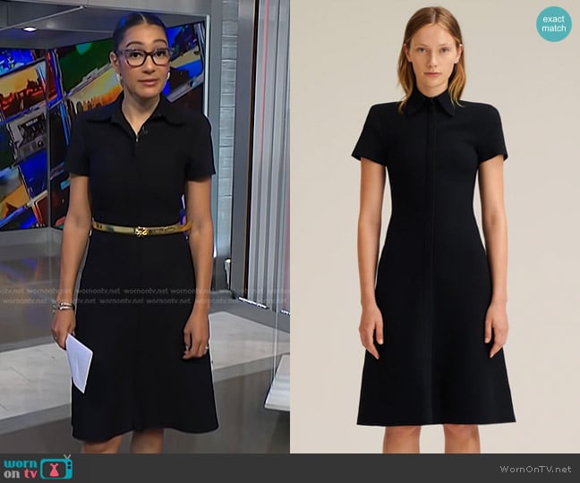 Scanlan Theodore Crepe Knit Zip Dress in Black worn by Morgan Radford on NBC News Daily