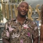 Scott’s green floral print shirt on Access Hollywood