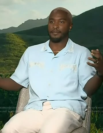 Scott's blue embroidered shirt on Access Hollywood