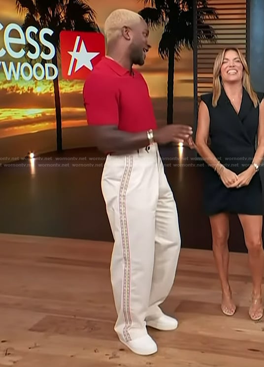 Scott’s side stripe pants on Access Hollywood