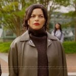Seema’s khaki leather coat on And Just Like That