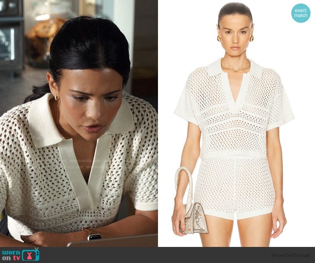 Ser.O.Ya Nani Crochet Crop Polo Top worn by Jackie Howard (Nikki Rodriguez) on My Life with the Walter Boys