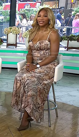 Serena Williams’s snake print bustier top and skirt on Today