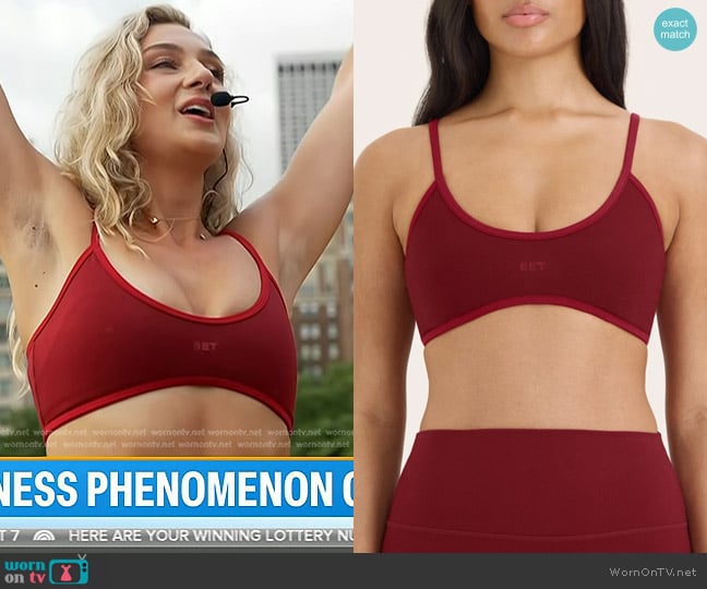 Set Active Cloud Field Bra in Cherry worn by Olivia Santelli on Today