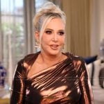 Shannon’s metallic confessional dress on The Real Housewives of Orange County