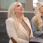 Shannon’s elbow patch blazer on The Real Housewives of Orange County
