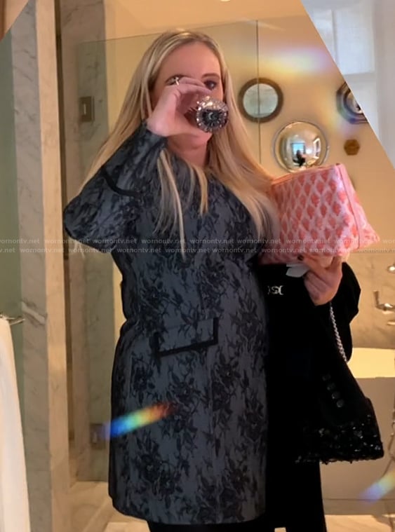 Shannons gray floral mini dress on The Real Housewives of Orange County