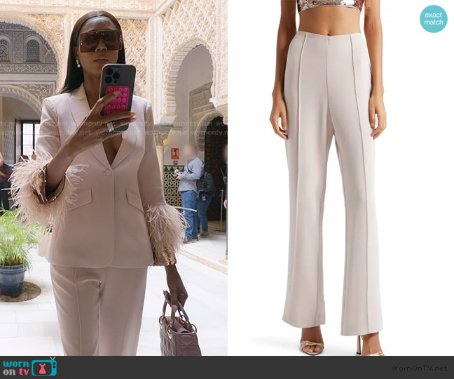  Shauna Belted High-Rise Wide-Leg Crepe Pants Cinq a Sept worn by Kiki Barth (Kiki Barth) on The Real Housewives of Miami