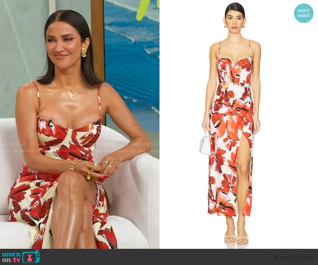 Shona Joy Ember Bustier Draped Maxi Dress worn by Kaitlyn Bristowe on Good Morning America