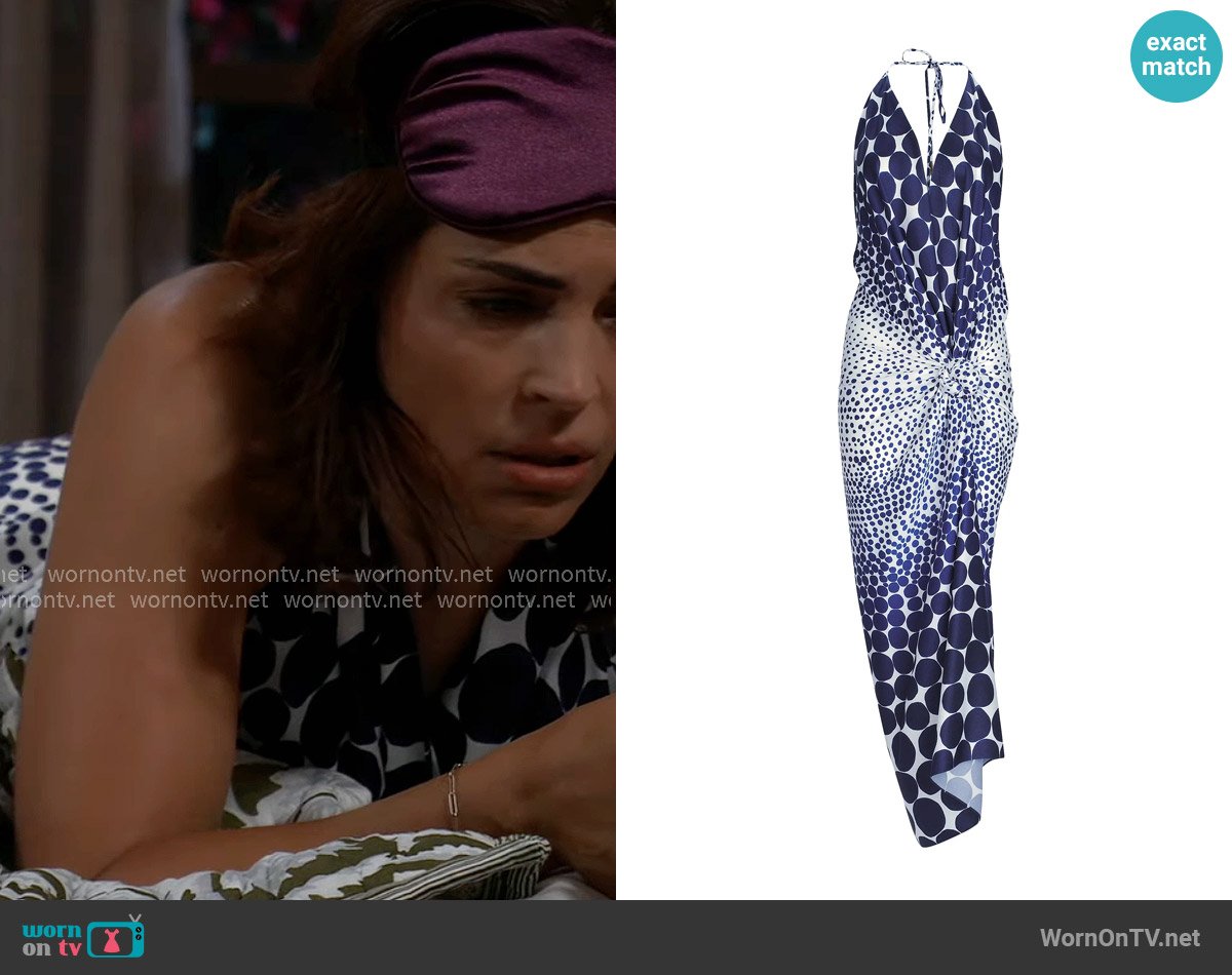 Silvia Tcherassi Guadalupe Halterneck Knotted Maxi Dress worn by Britt Westbourne (Kelly Thiebaud) on General Hospital