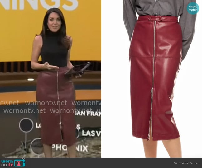 Simkhai Bianca Midi Skirt worn by Kate Bilo on CBS Mornings