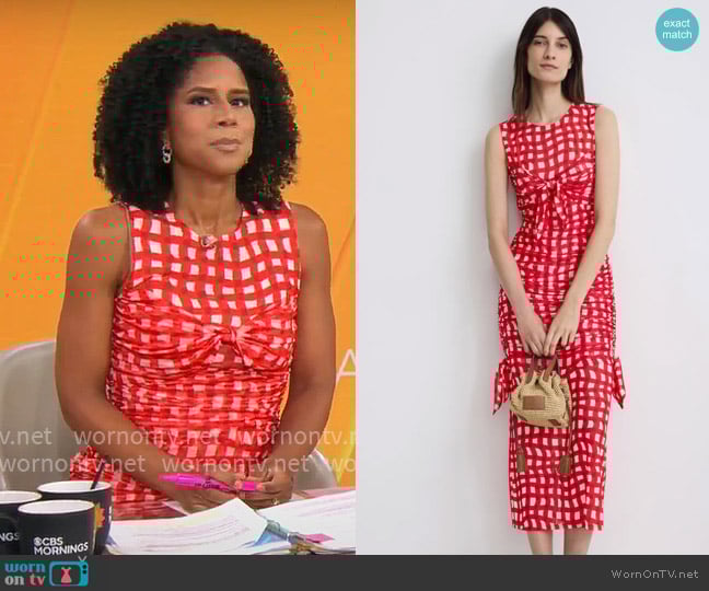 Simon Miller Sonora Mesh Midi Dress worn by Adriana Diaz on CBS Mornings
