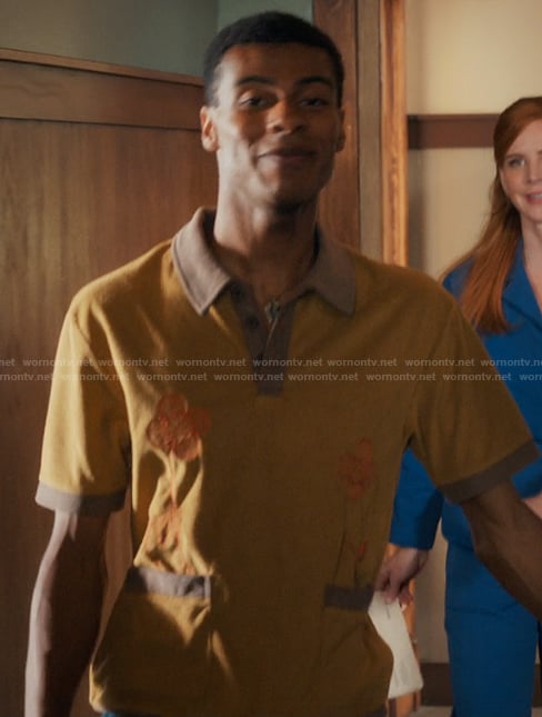 Skylar mustard floral polo on My Life with the Walter Boys