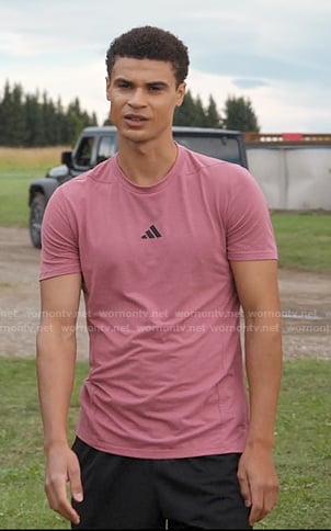 Dylan's pink logo tee on My Life with the Walter Boys