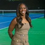 Sloane Stephens’ houndstooth strapless mini dress on Good Morning America