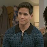 Smitty’s blue geometric zip polo shirt on Beyond the Gates