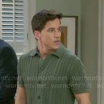 Smitty’s green cable-knit shirt on Beyond the Gates
