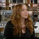 Mariah’s black jacket with side stripe on The Young and the Restless