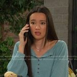 Sophia’s blue henley top on Days of our Lives
