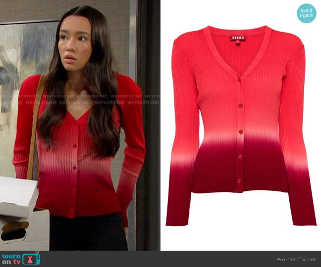 Staud Shoko Cardigan worn by Sophia Choi (Rachel Boyd) on Days of our Lives