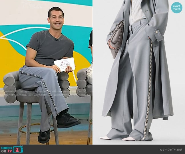 Stella McCartney Low-Rise Straight-Leg Pants in Mist worn by Matt Rogers on Today