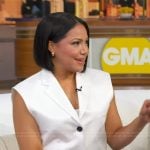 Stephanie’s white cropped vest on Good Morning America