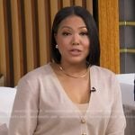 Stephanie's beige cardigan on Good Morning America