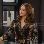Stephanie’s black floral wrap dress on Days of our Lives