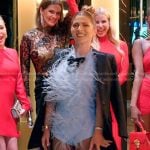 Stephanie’s blue feather knit vest ans shorts on The Real Housewives of Miami
