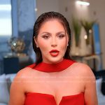 Stephanie’s red strapless confessional dress on The Real Housewives of Miami