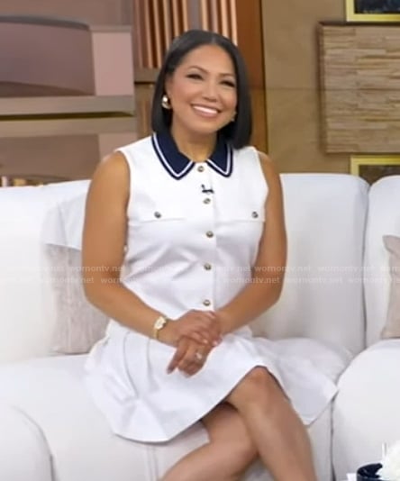 Stephanie's white contrast collar dress on Good Morning America