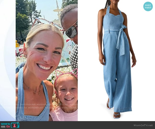 Steve Madden Artie Halter Neck Denim Jumpsuit in Bijou Blue worn by Lindsay Czarniak on Today