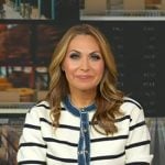 Lori’s striped denim trim cardigan on Good Morning America