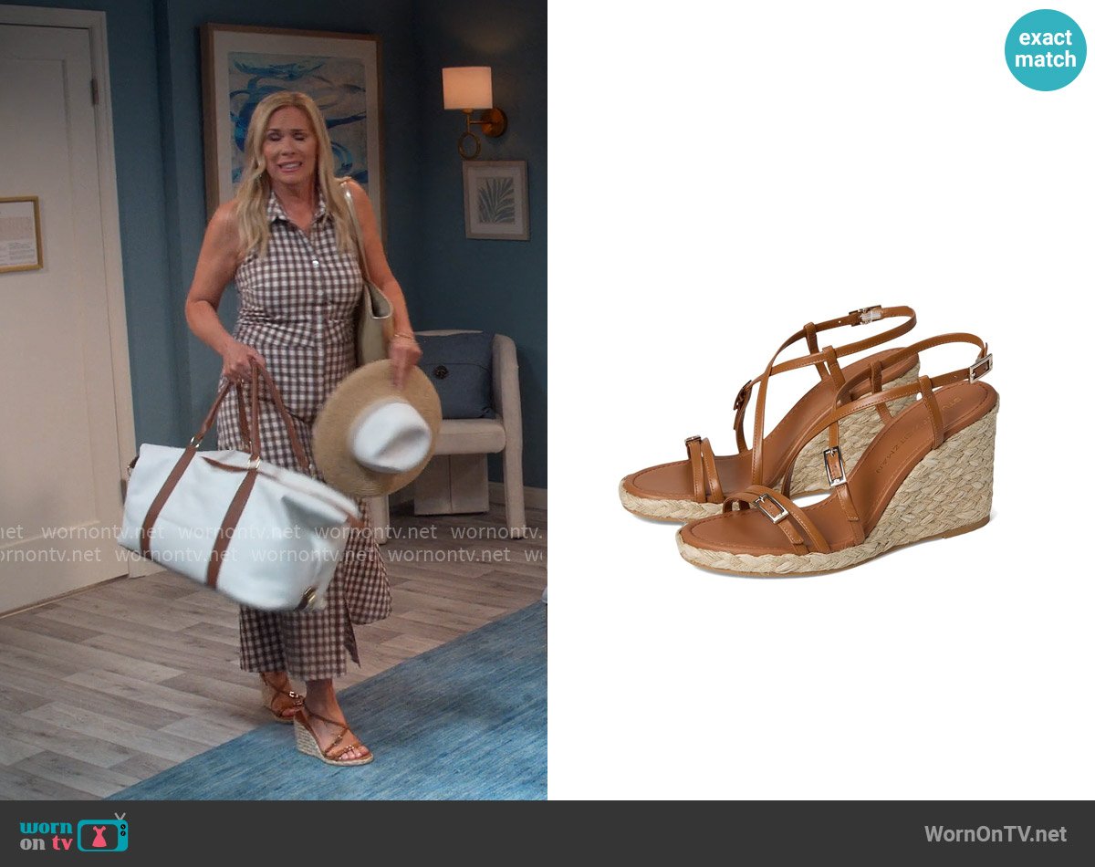 Stuart Weitzman Georgie Espadrille Wedge in Macchiato/Natural worn by Leanne Murphy (Leanne Morgan) on Leanne