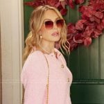 Tamra’s pink cardigan and split hem jeans on The Real Housewives of Orange County
