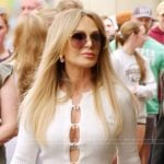 Tamra’s white cardigan and jeans on The Real Housewives of Orange County