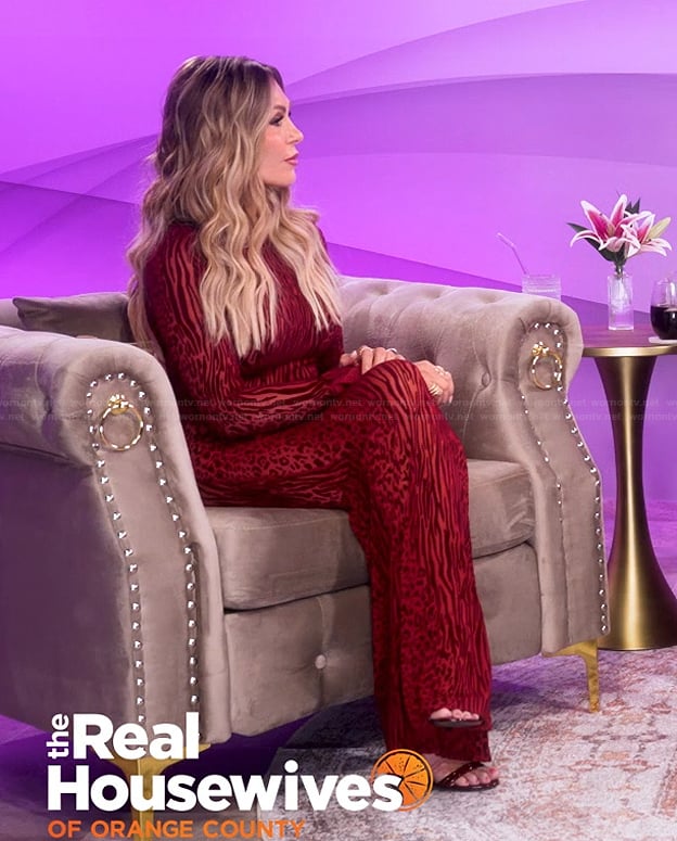 Tamra's red animal print mesh dress on RHOC After Show