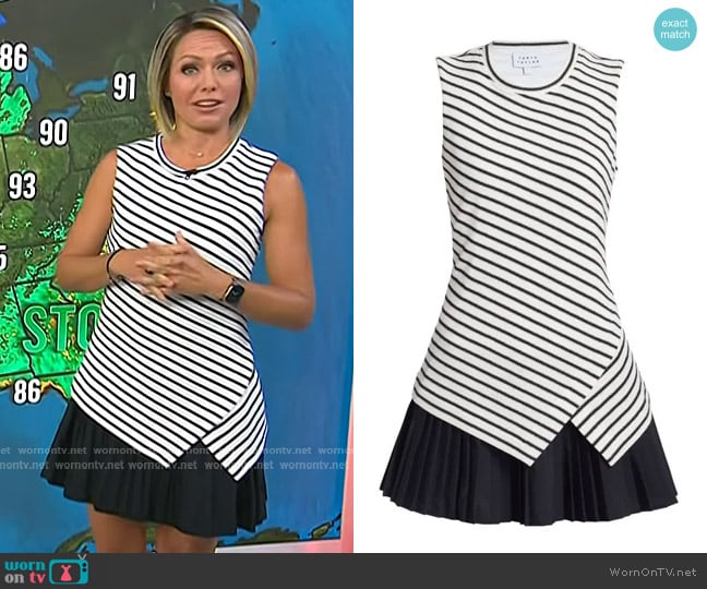 Tanya Taylor Regina Layered Knit Minidress in Cream Black worn by Dylan Dreyer on Today