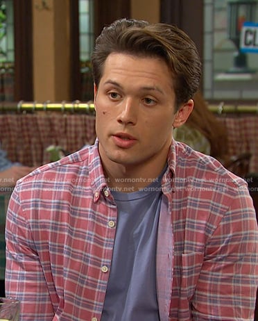 Tate’s pink plaid shirt on Days of our Lives