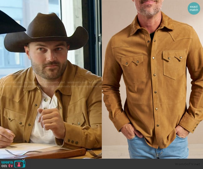 Tecovas Goat Suede Sawtooth Overshirt  worn by Steven McBee Jr on The McBee Dynasty Real American Cowboys