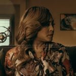 Floral print tie neck blouse on The Chi
