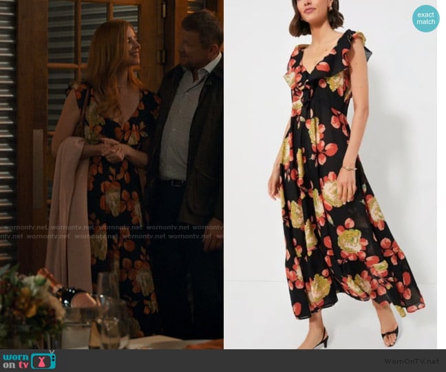 The Great Maxi Floral The Geranium Ruffle Dress worn by Katherine Walter (Sarah Rafferty) on My Life with the Walter Boys