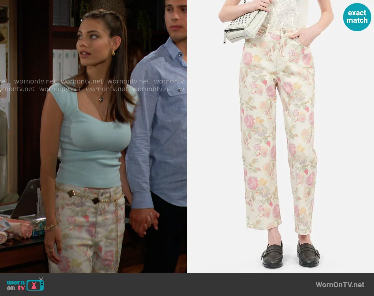 The Kooples Printed Boyfriend Jeans worn by Electra Forrester (Laneya Grace) on The Bold and the Beautiful