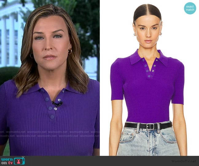 Theory Rib Polo worn by Mary Bruce on Good Morning America