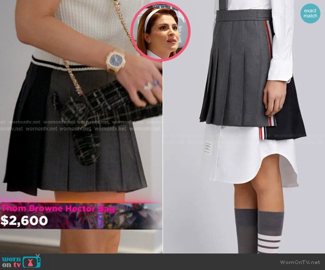 Thom Browne Colorblock Pleated Miniskirt worn by Stephanie Shojaee (Stephanie Shojaee) on The Real Housewives of Miami