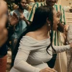 Tiffany’s blue off shoulder dress on The Chi