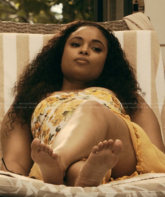 Tiffany's yellow floral swimsuit on The Chi