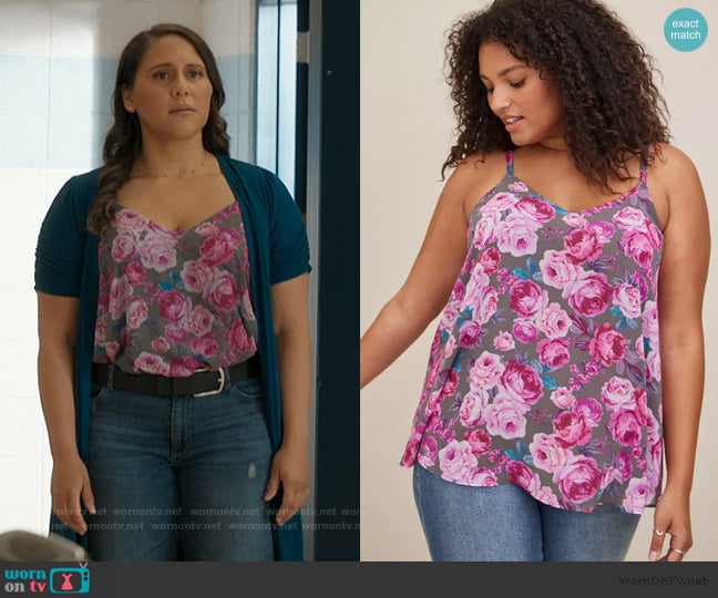 Torrid Sophie Chiffon Swing Cami worn by Tara (Ashley Holliday Tavares) on My Life with the Walter Boys