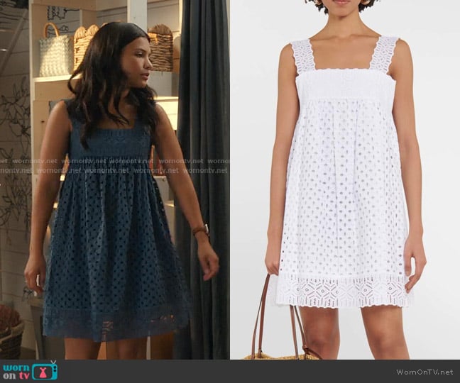 Tory Burch Cotton Broderie Anglaise Mini Dress worn by Jackie Howard (Nikki Rodriguez) on My Life with the Walter Boys