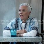 Tracy’s blue printed tunic top on General Hospital